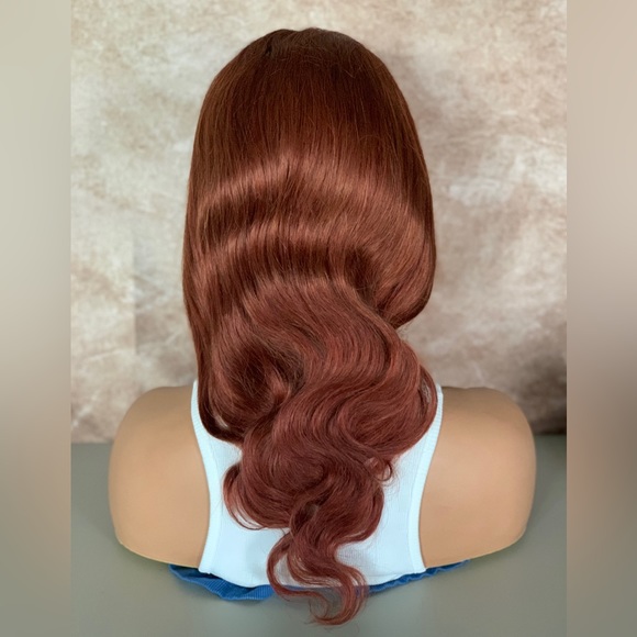 Human Hair Copper Red Bodywave Lace Closure Wig - Picture 11 of 15